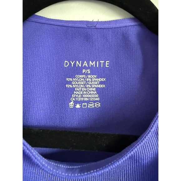 Dynamite Blue High-Neck Ribbed Bodysuit - Picture 3 of 5